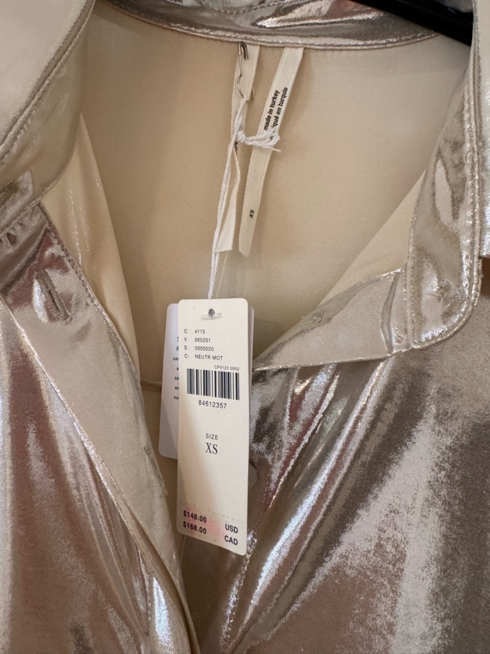 Anthropologie Metallic Gold Button-Up Shirt - Picture 4 of 7